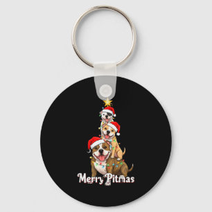 Merry Pitmas Pitbull Christmas Theme For Festive D Key Ring