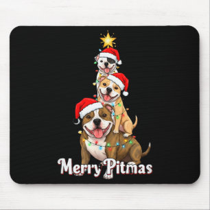 Merry Pitmas Pitbull Christmas Theme For Festive D Mouse Pad