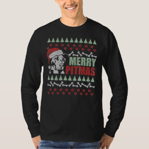 Merry Pitmas Pitbull Dog Funny Ugly Christmas T-Shirt