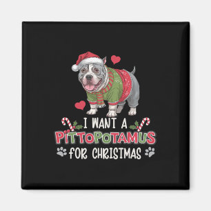 Merry Pitmas Pitbull Dog I Love My Pittopotamus Ch Magnet