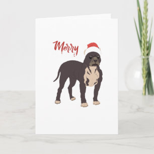 Merry Pitmas Pitbull Dog Santa Hat Christmas Gift Card