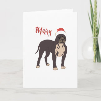 Merry Pitmas Pitbull Dog Santa Hat Christmas Gift Card