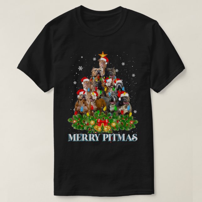 Merry Pitmas Pitbull Dog Ugly Christmas Sweater Tr (Design Front)