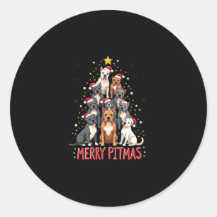 Merry Pitmas Pitbull Dog Ugly Christmas Sweater Tr Classic Round Sticker