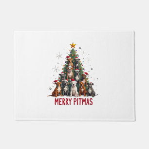 Merry Pitmas Pitbull Dog Ugly Christmas Sweater Tr Doormat