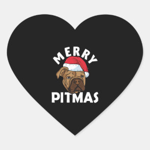 Merry Pitmas Pitbull Dog Ugly Christmas Sweater Tr Heart Sticker