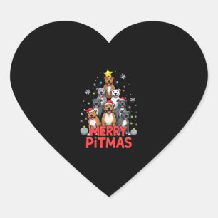 Merry Pitmas Pitbull Dog Ugly Christmas Sweater Tr Heart Sticker