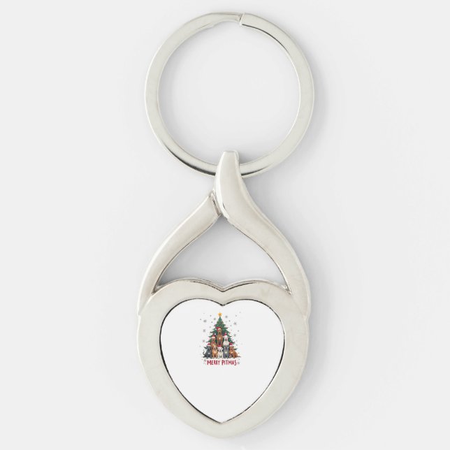 Merry Pitmas Pitbull Dog Ugly Christmas Sweater Tr Key Ring (Front)