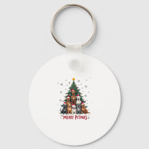 Merry Pitmas Pitbull Dog Ugly Christmas Sweater Tr Key Ring