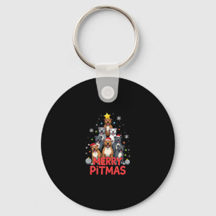 Merry Pitmas Pitbull Dog Ugly Christmas Sweater Tr Key Ring