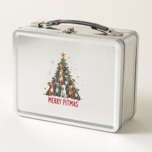 Merry Pitmas Pitbull Dog Ugly Christmas Sweater Tr Metal Lunch Box