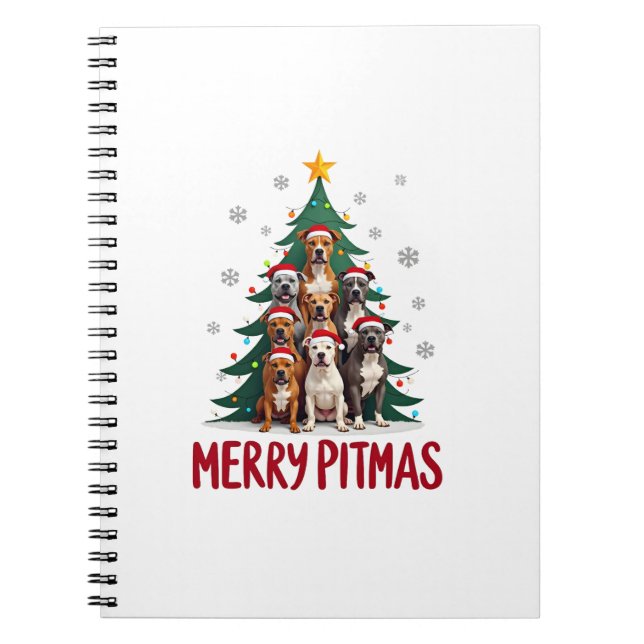 Merry Pitmas Pitbull Dog Ugly Christmas Sweater Tr Notebook (Front)