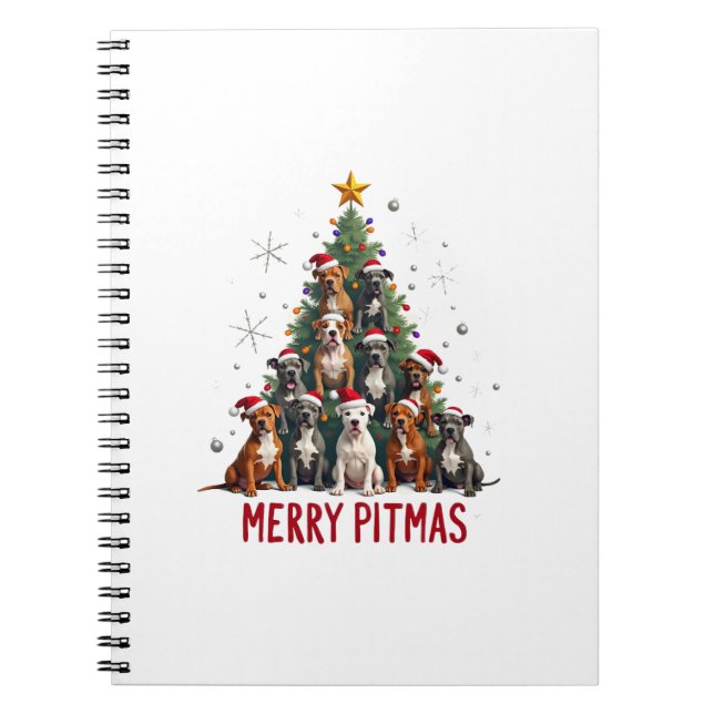 Merry Pitmas Pitbull Dog Ugly Christmas Sweater Tr Notebook (Front)