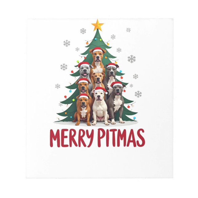 Merry Pitmas Pitbull Dog Ugly Christmas Sweater Tr Notepad (Front)