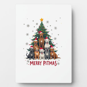 Merry Pitmas Pitbull Dog Ugly Christmas Sweater Tr Plaque
