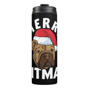 Merry Pitmas Pitbull Dog Ugly Christmas Sweater Tr Thermal Tumbler