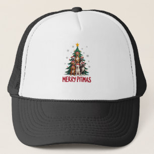 Merry Pitmas Pitbull Dog Ugly Christmas Sweater Tr Trucker Hat