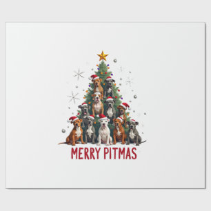 Merry Pitmas Pitbull Dog Ugly Christmas Sweater Tr Wrapping Paper