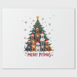 Merry Pitmas Pitbull Dog Ugly Christmas Sweater Tr Wrapping Paper
