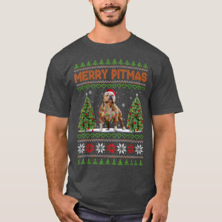 Merry Pitmas Pitbull Santa Claus Dog Ugly Christma T-Shirt