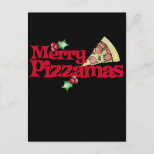 merry pizzamas holiday postcard