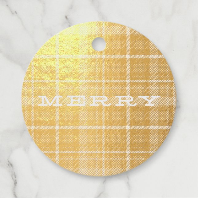 Merry Plaid Christmas Foil Favour Tags (Front)