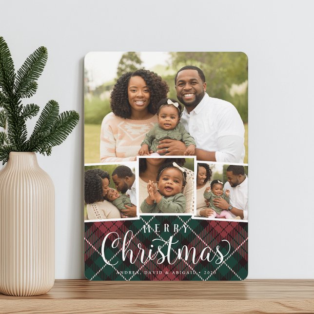 Merry Plaid | Photo Collage Holiday Card (Creator Uploaded)