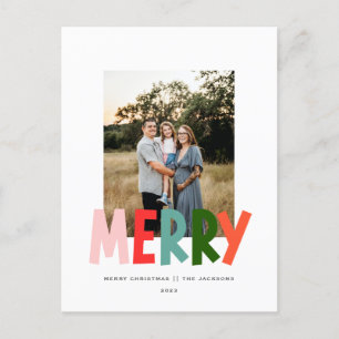 Merry Playful vibrant Christmas Design Holiday Postcard