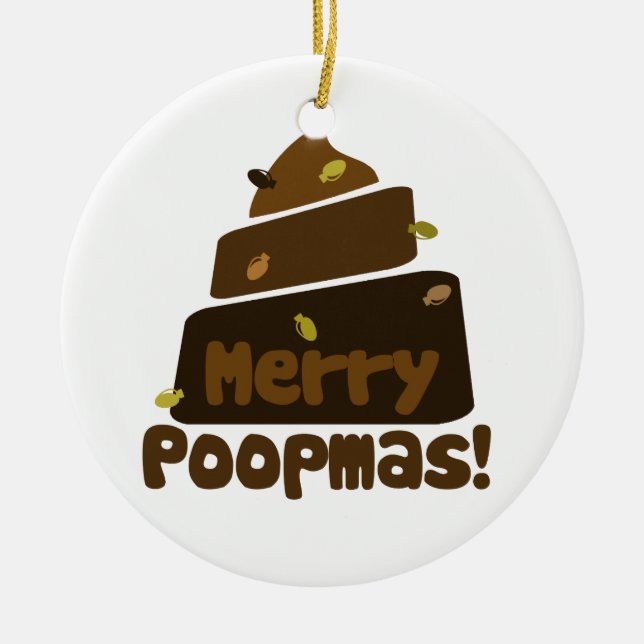 Merry POOPmas Ceramic Ornament (Front)