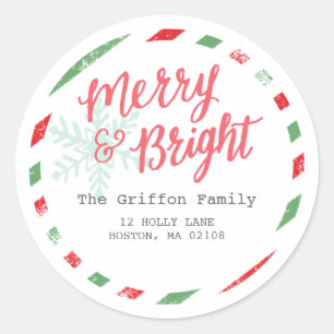Merry Postage Collection Classic Round Sticker