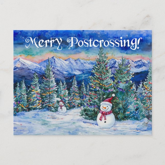 Merry Postcrossing Snowman - Postcard (Front)