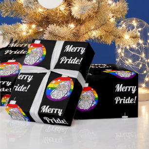 Merry Pride - Santa - Black Wrapping Paper