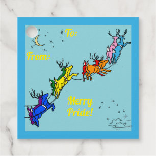 Merry Pride Santa's Reindeer Favour Tags