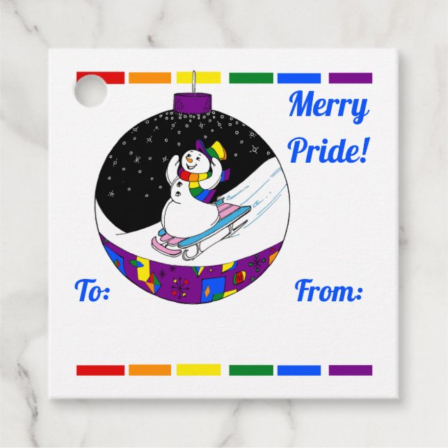 Merry Pride Snowman Favour Tags (Front)