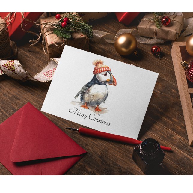Merry Puffin, custom Postcard (Creator Uploaded)