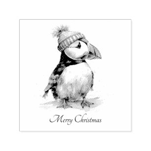 Merry Puffin, custom Self-inking Stamp