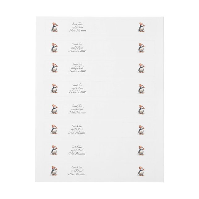 Merry Puffin, custom Wrap Around Label (Sheet)