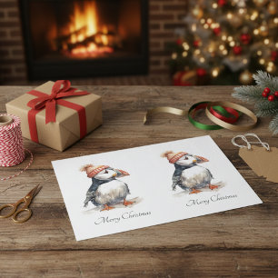 Merry Puffin, customisable Tissue Paper