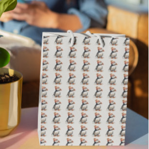 Merry Puffin Medium Gift Bag