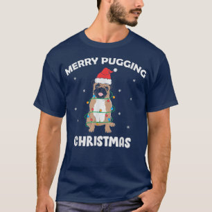 Merry Pugging Christmas, Funny Pug Dog Santa Hat X T-Shirt
