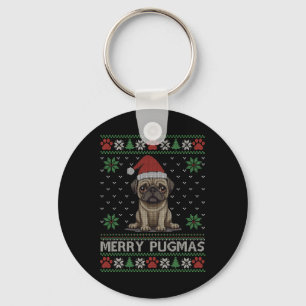 Merry Pugmas Christmas Dog Lover Ugly Sweater Chri Key Ring