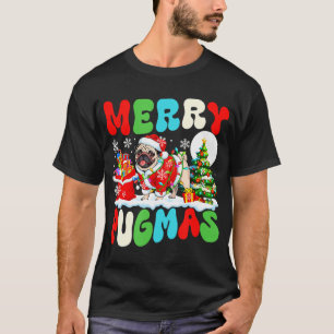Merry Pugmas Christmas Santa Pug Colourful Costume T-Shirt
