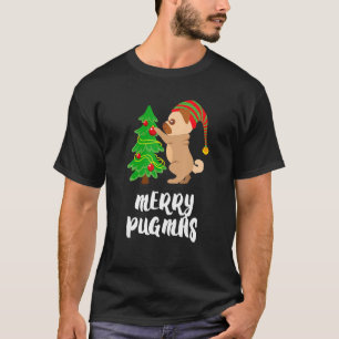Merry Pugmas Christmas Tree Cute Pet Pug Dog T-Shirt