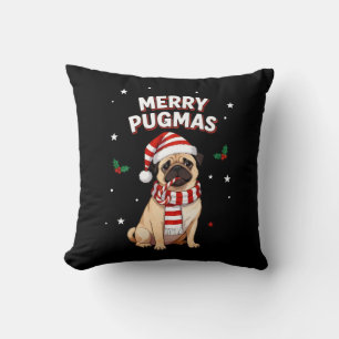 Merry Pugmas Cute Christmas Pug Dog Lover Cushion