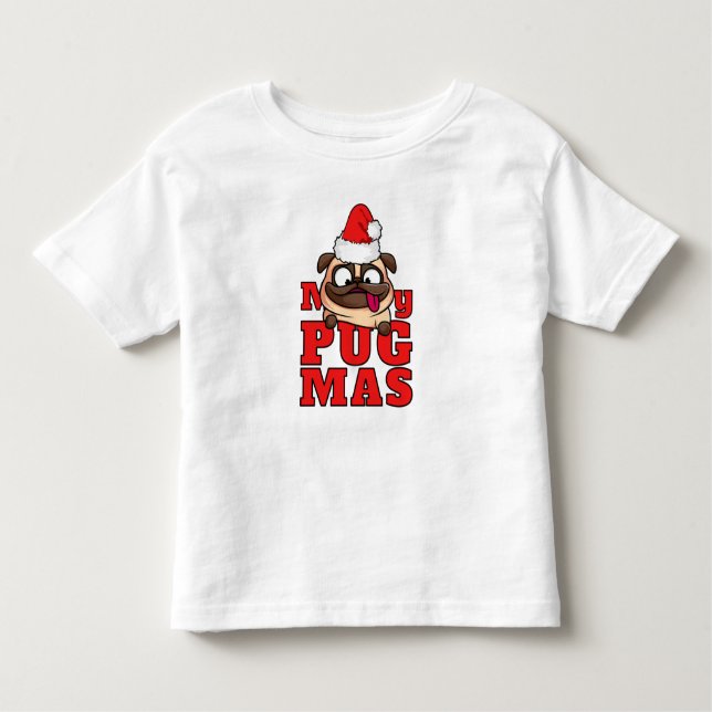 Merry Pugmas Cute Santa Pug Toddler T-shirt (Front)