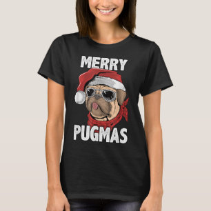 Merry Pugmas Funny Christmas Pug Santa Hat Dog Lov T-Shirt