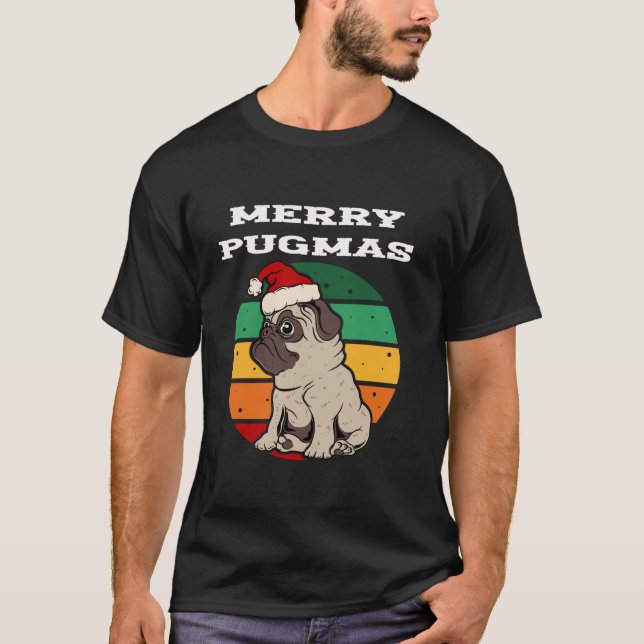 Merry Pugmas Funny Pug Christmas Dog Christmas Pug T-Shirt (Front)