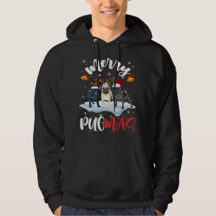 Merry Pugmas Funny Santa Reindeer Elf Pug Dog Chri Hoodie