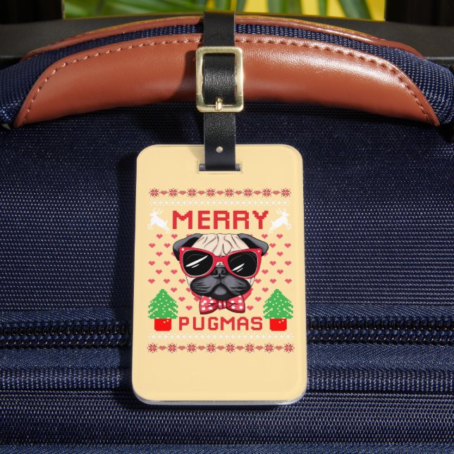 Merry Pugmas! Luggage Tag (Front Insitu 2)