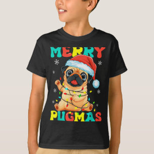 Merry Pugmas Pug Christmas Santa Pug Xmas Lights D T-Shirt